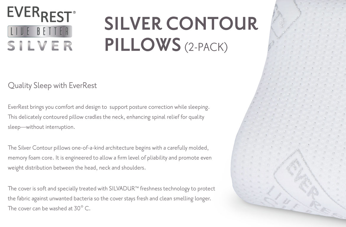 Silver Contour Pillows - Silvadur Infused - TR-106 - EverRest Live Better