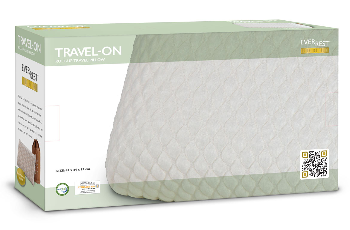 Travel Pillow - TR-114 - Roll-up Memory Foam Pillow - Drawstring Bag - EverRest Live Better