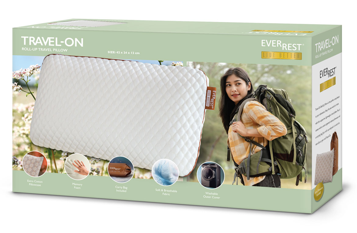 Travel Pillow - TR-114 - Roll-up Memory Foam Pillow - Camping Pillow - EverRest Live Better