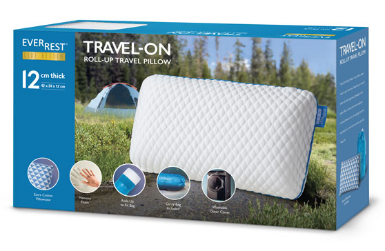 Travel-On Travel Pillow - TR-111 - Camping Pillow - Backpacking Pillow - drawstring bag - EverRest Live Better
