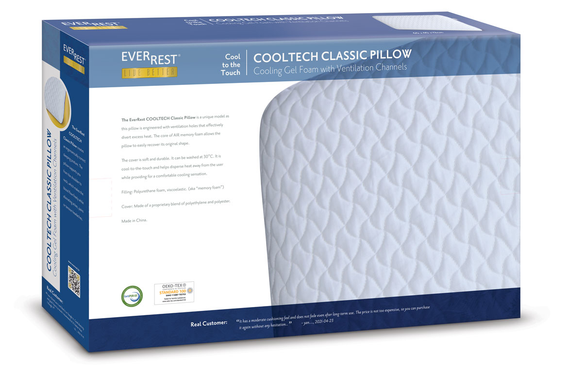 Cooling Memory Foam Pillow - Ergonomic Support - EverRest Live Better