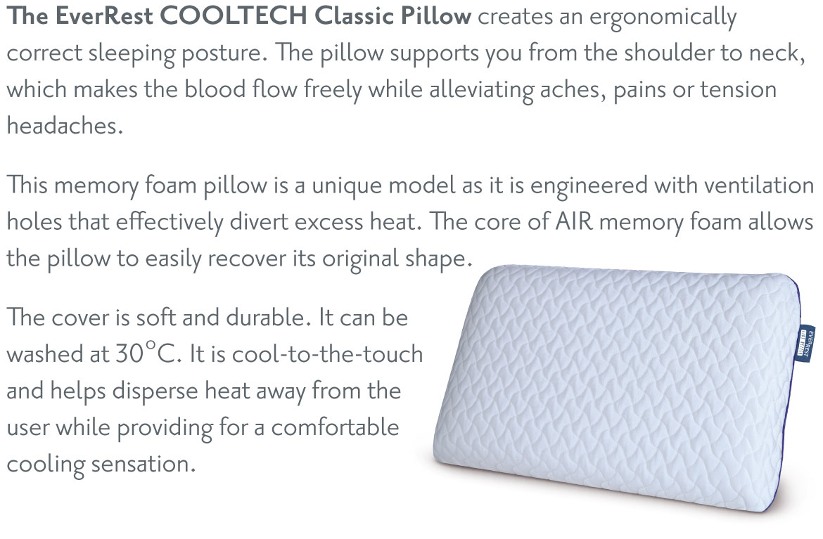 CoolTech Classic Pillow - Memory Foam Pillow - Cooling Pillow - EverRest Live Better