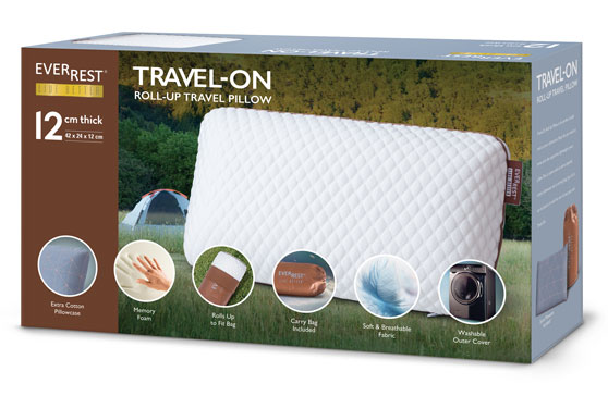 Travel-On Travel Pillow - TR-110 - Camping Pillow - Backpacking Pillow - drawstring bag - EverRest Live Better