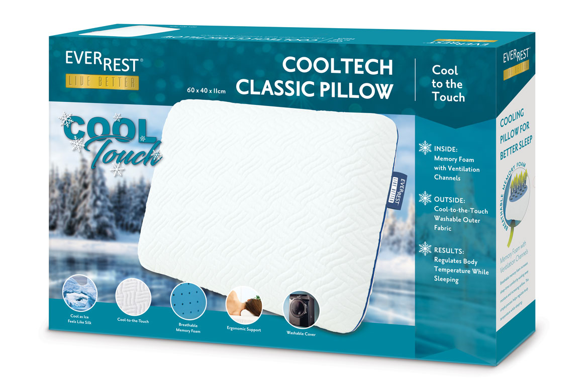 CoolTech Classic Pillow - Cooling Fabric - Ventilated Memory Foam - EverRest Live Better