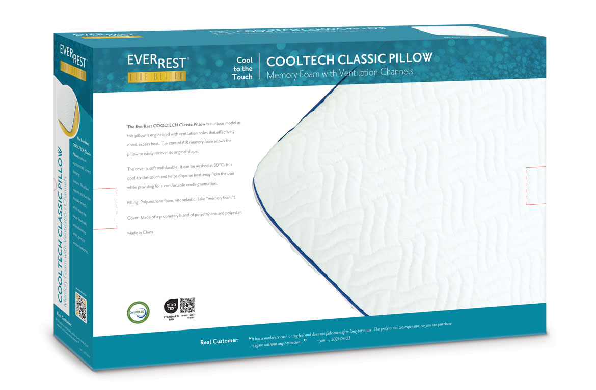 Cooling Memory Foam Pillow - Ergonomic Support - EverRest Live Better