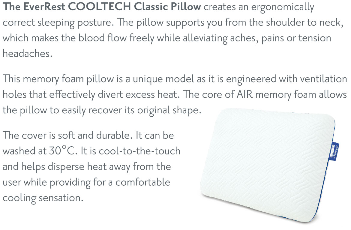 CoolTech Classic Pillow - Memory Foam Pillow - Cooling Pillow - EverRest Live Better