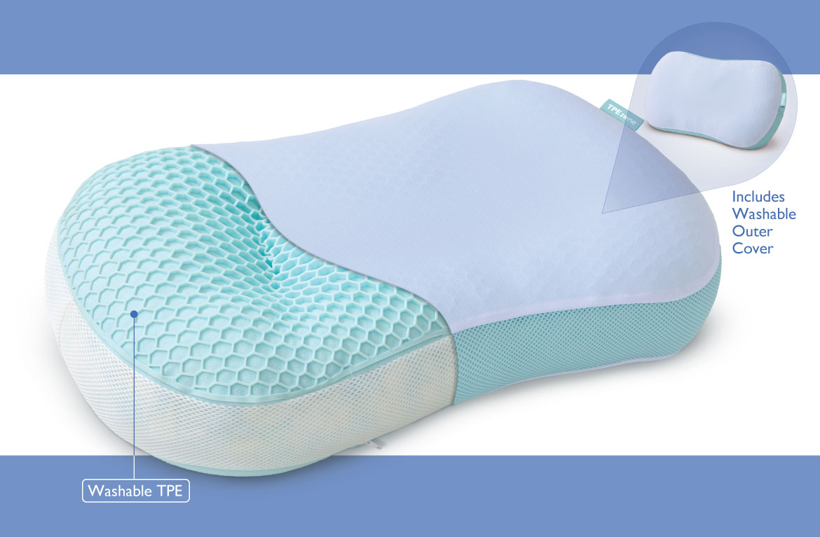 하이브리드 베개 - 조절형 메모리폼 - TPE 그리드 베개 - 옆으로 눕는 자세를 위한 베개 - 바로 눕는 자세를 위한 베개 - 엎드려 눕는 자세를 위한 베개 - 맞춤 지지 - 세척 가능한 커버 - 조각 메모리폼 충전재 - EverRest Live Better